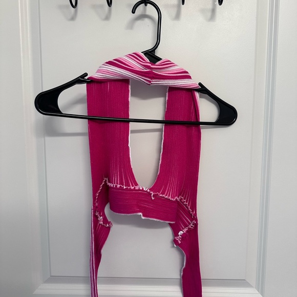 pink halter tie top - Picture 2 of 5